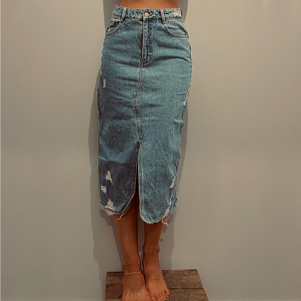 Zara Blue Denim Pencil Skirt